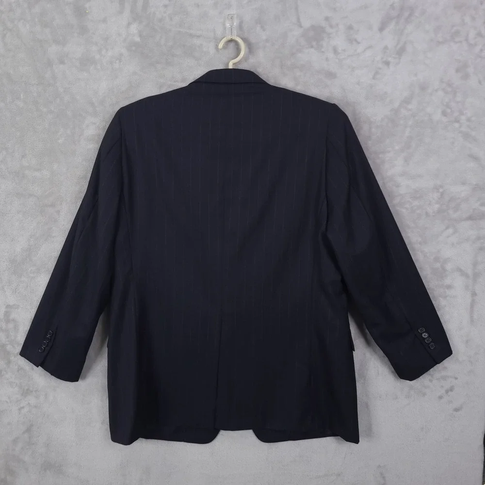 Hickey Freeman Blazer Mens Size 44R Loro Piana Tasmanian 130s Charcoal Pinstripe